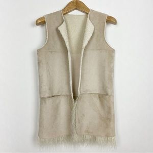 NWT Guess Reversible Vest Faux Fur Pockets XS‎